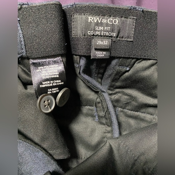 RW&CO Men’s Navy Blue Brushed Chino Pants Slim Fit Size 29x32 - Picture 5 of 5
